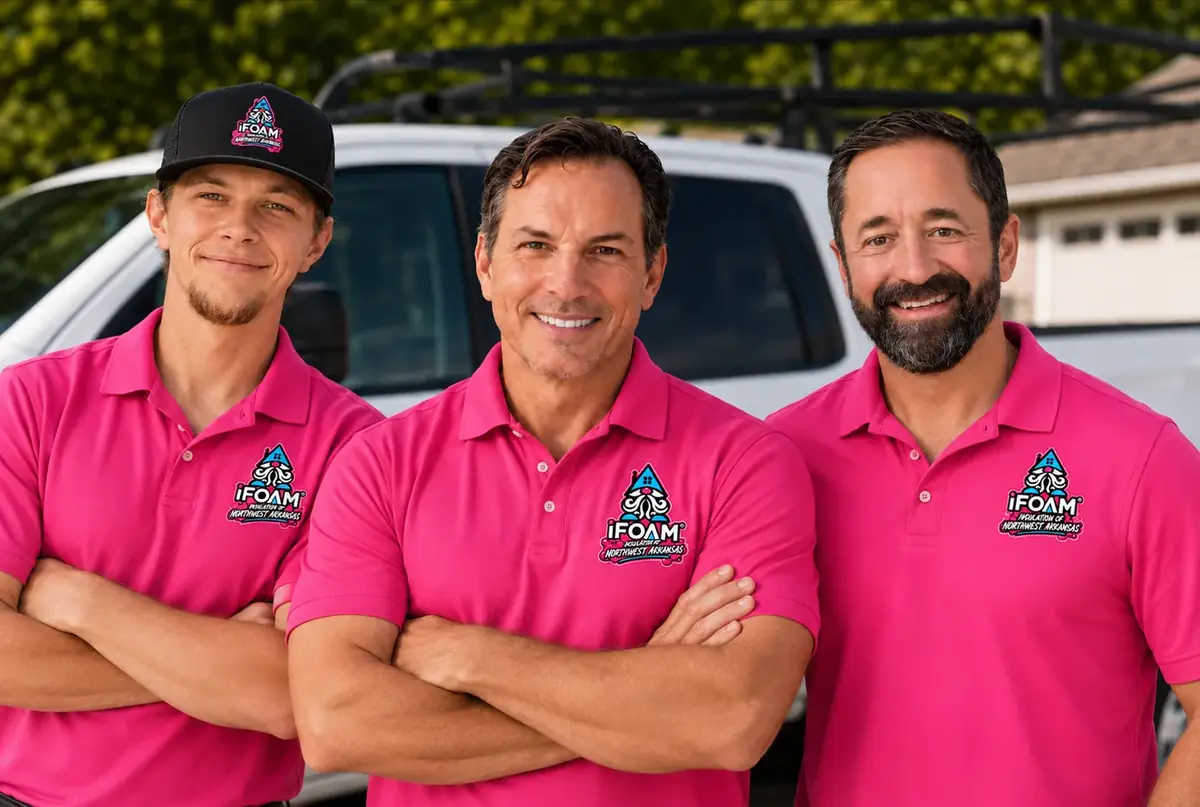 The iFOAM Insulation of Northwest Arkansas crew outside the shop
